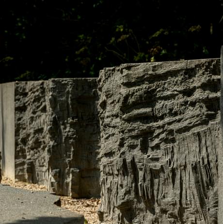 A carved granite block