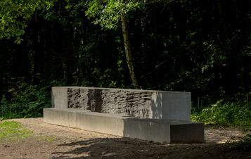 A carved granite block