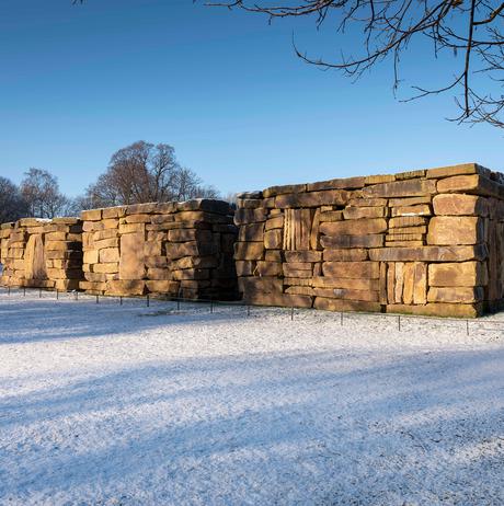 Sean Scully, Wall Dale Cubed, 2018 in the snow Courtesy the artist and YSP at Yorkshire Sculpture Park