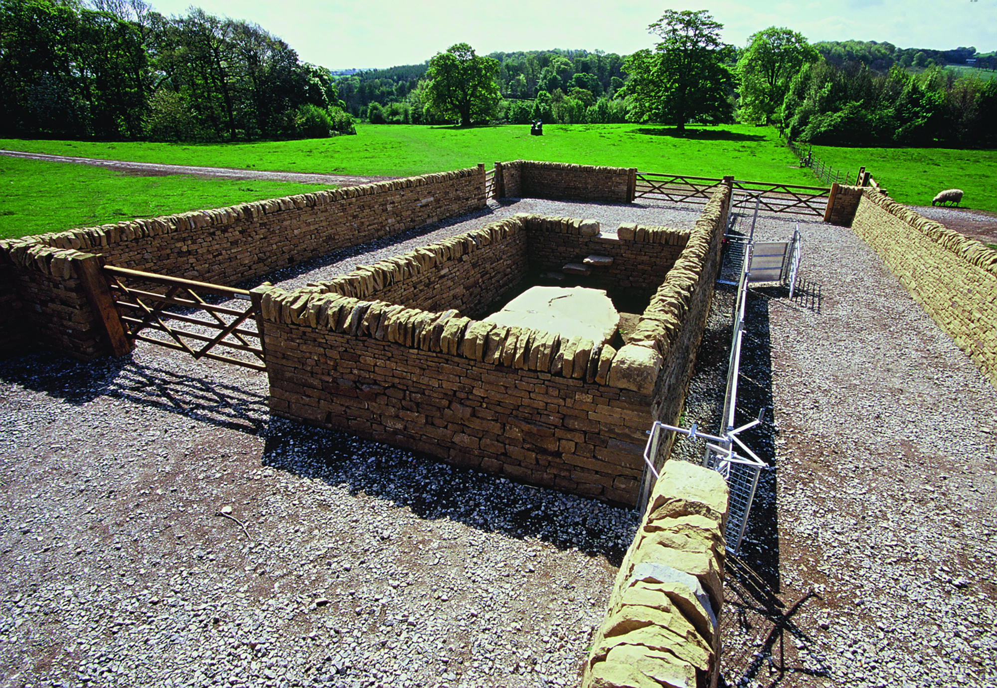 A dry stone wall sheep fold enclosure