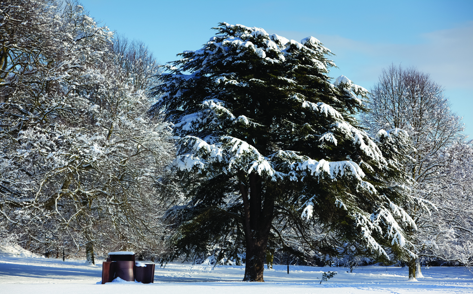 Anthony Caro Dream City 1996 in the snow at Yorkshire Sculpture Park