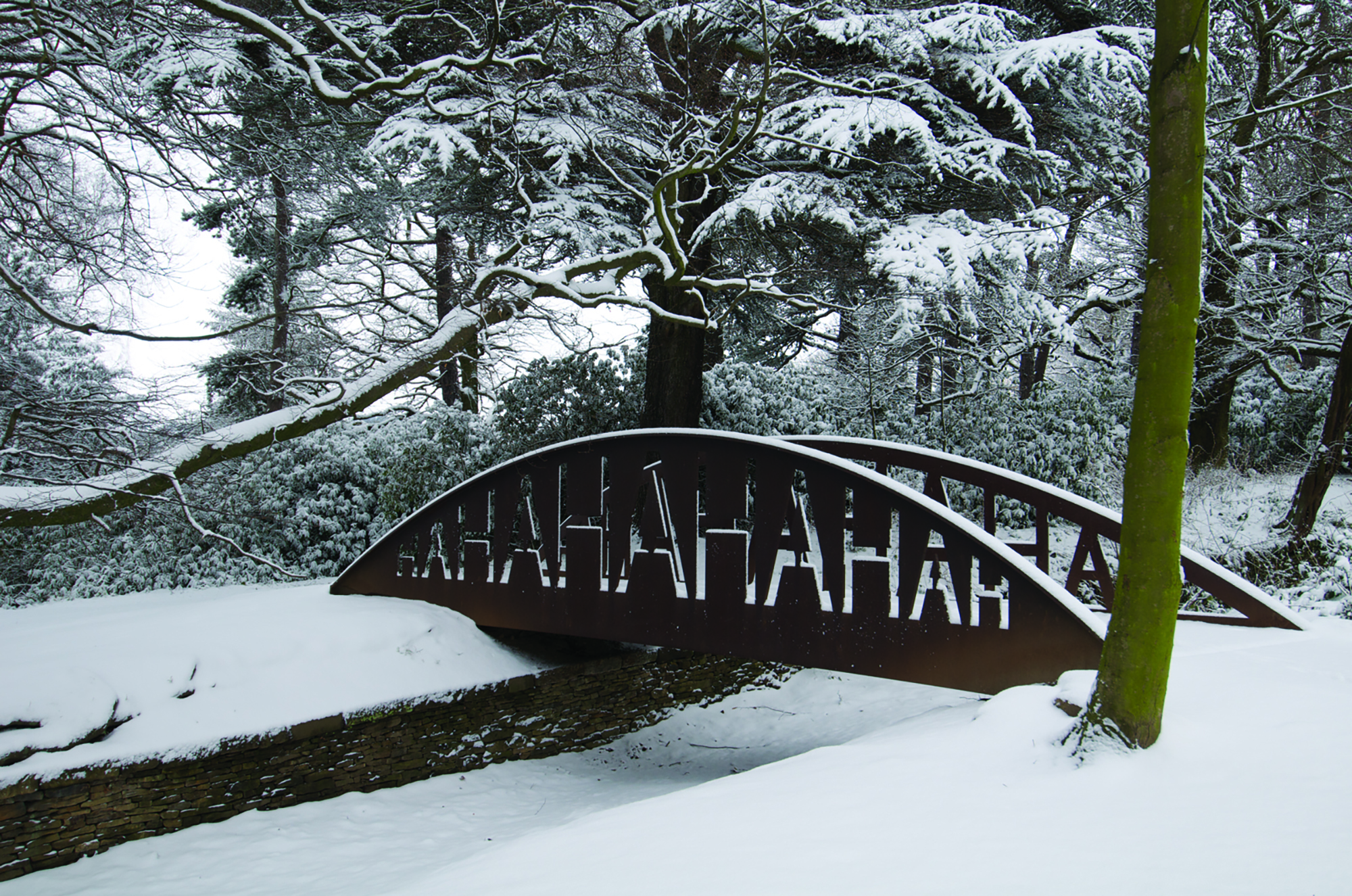 Brian Fell Ha Ha Bridge 2006 in the snow at Yorkshire Sculpture Park