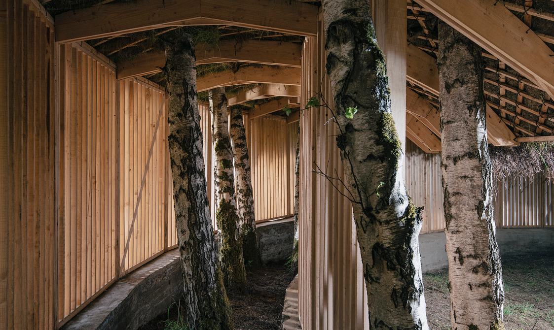 Inside view of Heather Peak and Ivan Morison – Silence Alone in a World of Wounds, 2021 at Yorkshire Sculpture Park