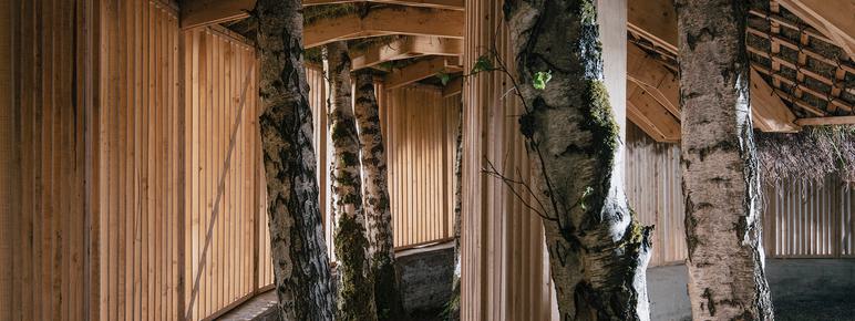 Inside view of Heather Peak and Ivan Morison – Silence Alone in a World of Wounds, 2021 at Yorkshire Sculpture Park