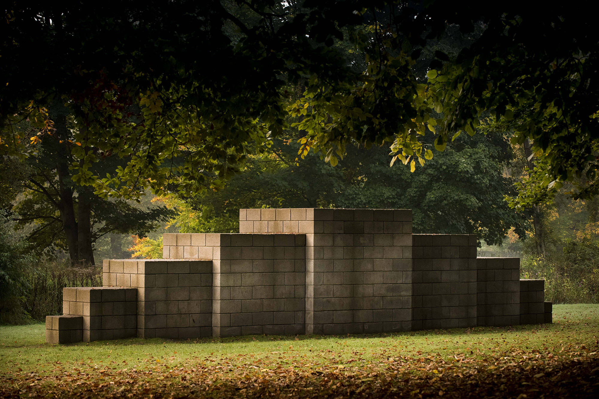 Sol Lewitt 123454321, 1993, in the snow at Yorkshire Sculpture Park