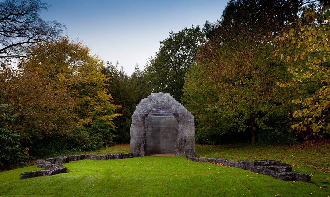 A translucent igloo-like sculpture
