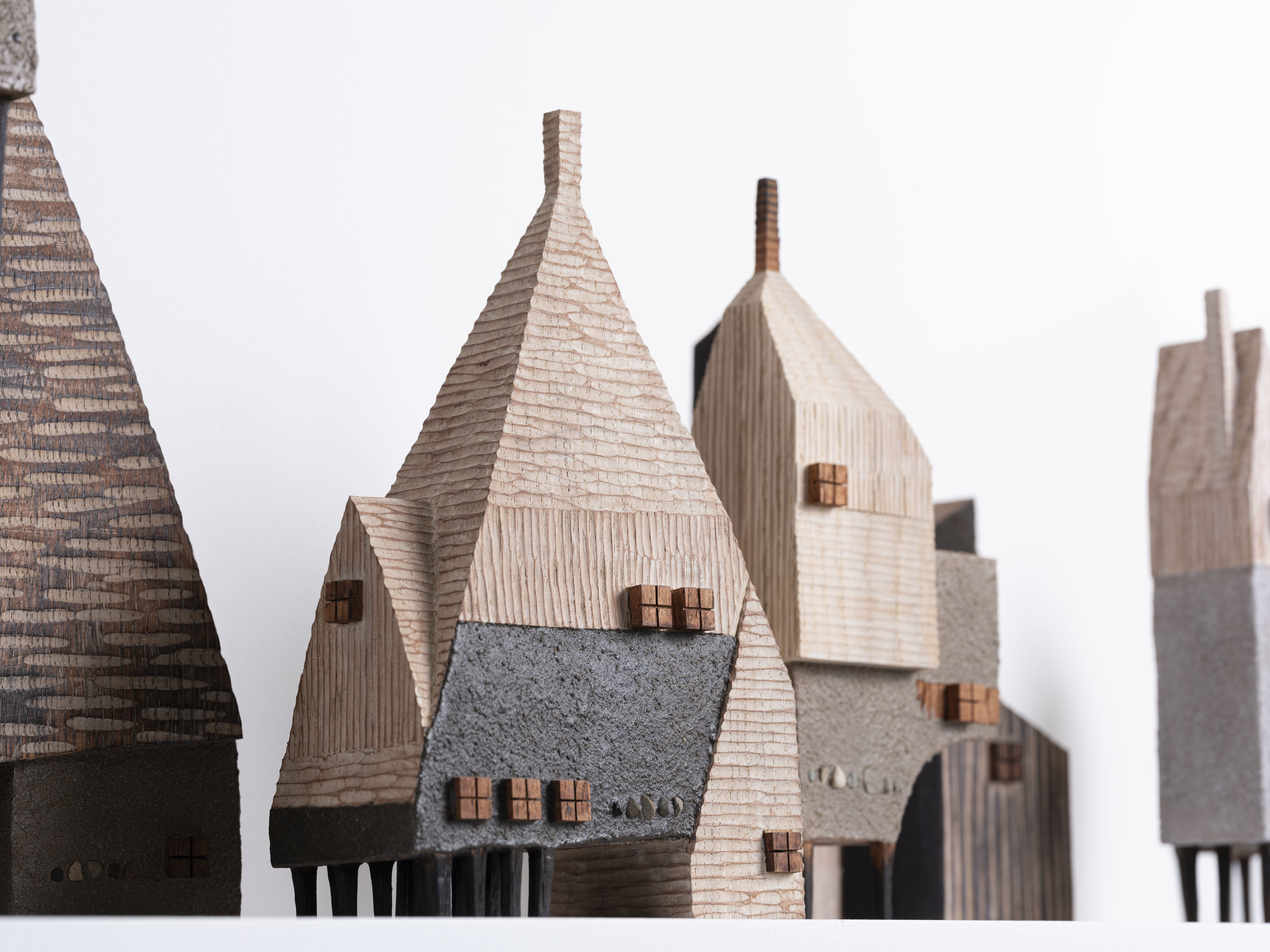 Miniature wooden houses.
