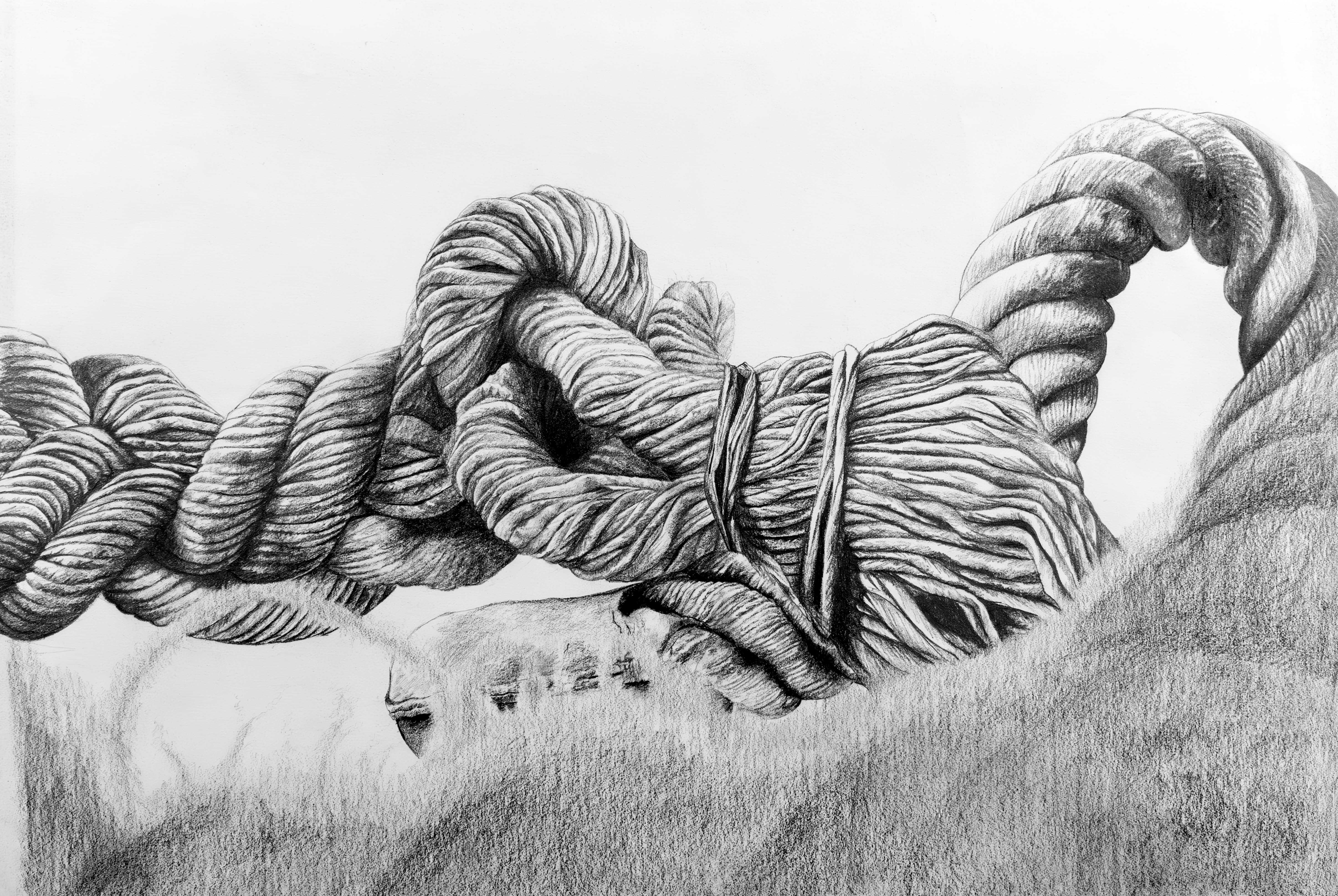 A child's pencil drawing of a rope
