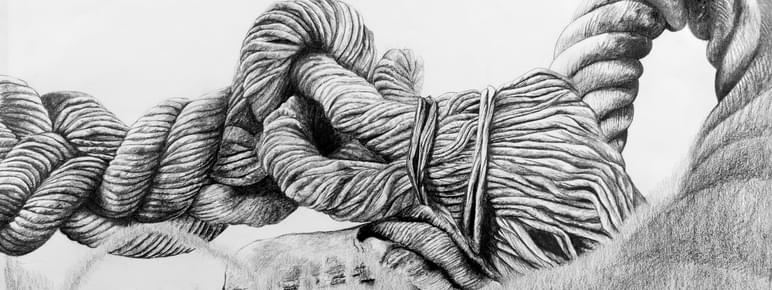 A child's pencil drawing of a rope