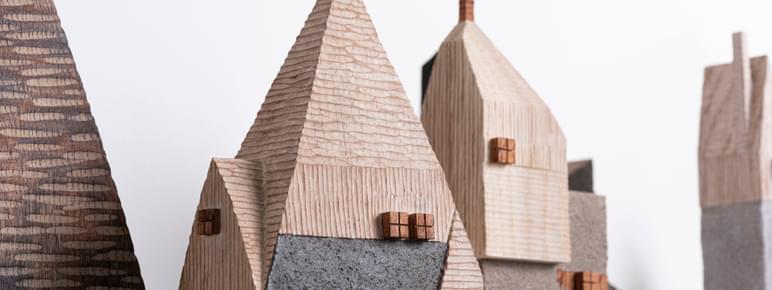 Miniature wooden houses.