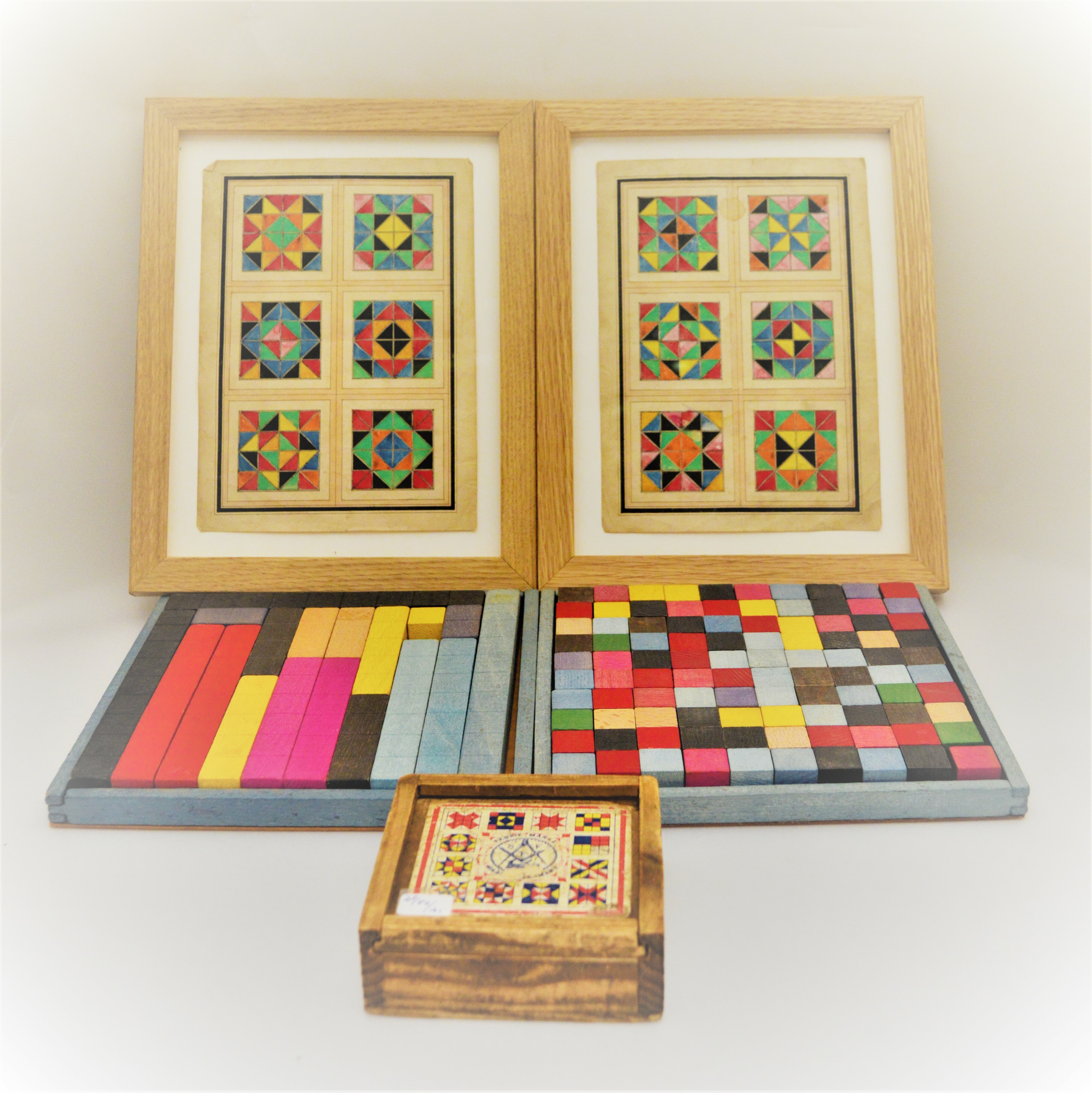 Boxes containing small colourful blocks