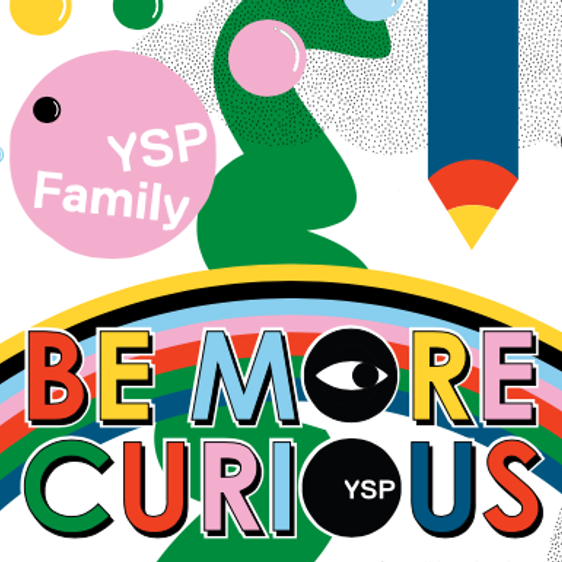 Cartoon graphic with text BE MORE CURIOUS
