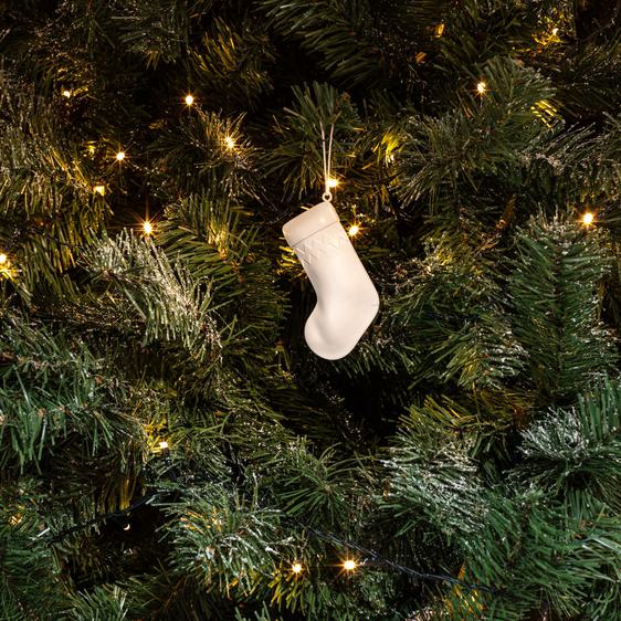 A christmas tree ornament of a stocking