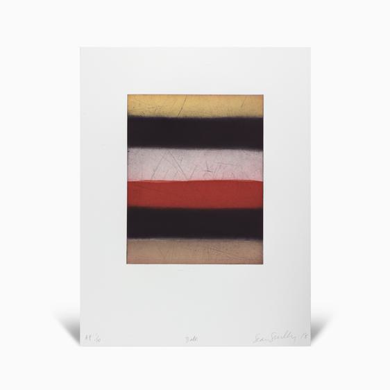 Striped print of pink, black and taupe.