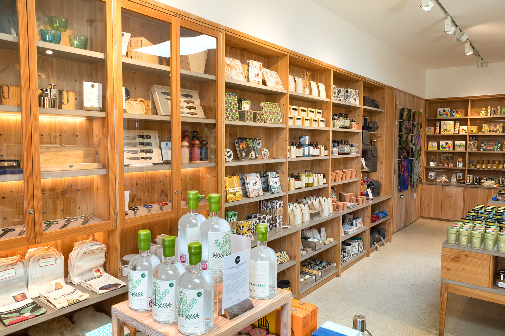 Shelving displays of products in YSP Shop at The Weston.