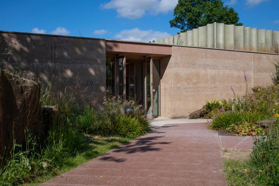 A low building in sunshine