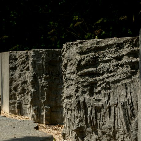 A carved granite block
