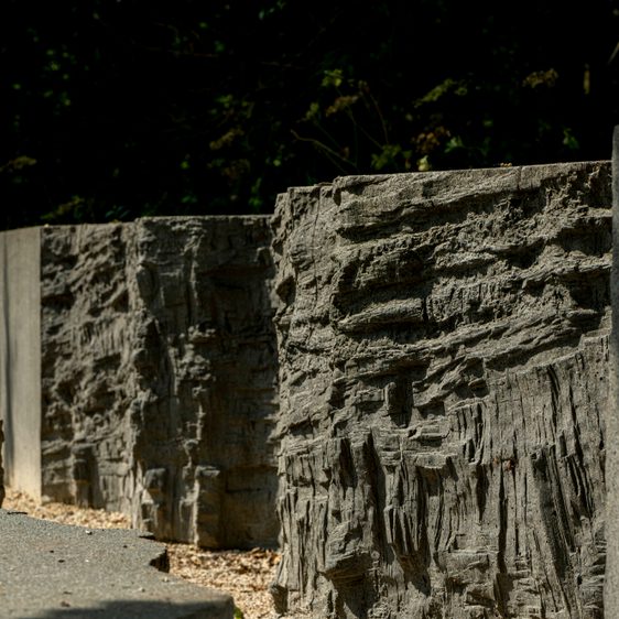 A carved granite block