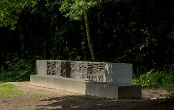 A carved granite block