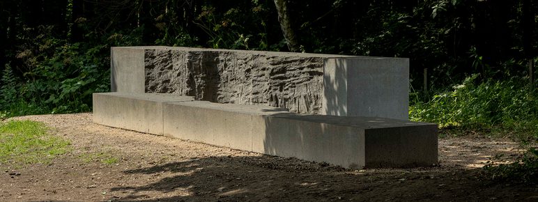 A carved granite block