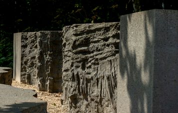 A carved granite block