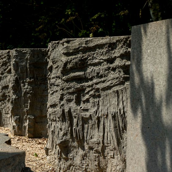 A carved granite block