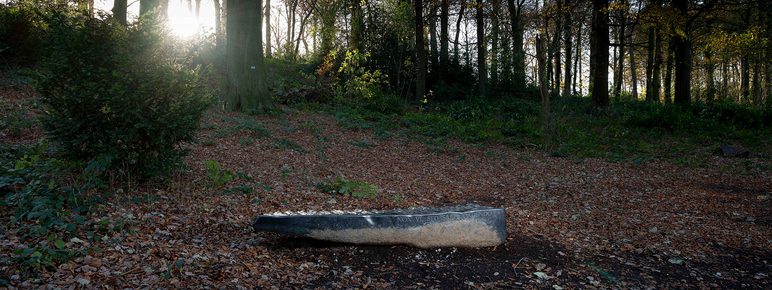 Willem Boshoff – Flagstone 2016 between the trees at Yorkshire Sculpture Park