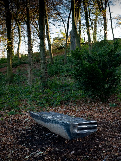 Willem Boshoff – Flagstone 2016 between the trees at Yorkshire Sculpture Park