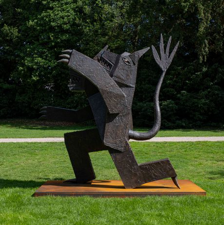 A bear sculpture outdoors