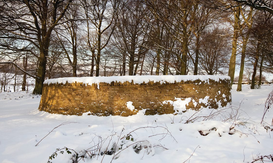Andy Goldsworthy Outclosure 2007 in the snow at Yorkshire Sculpture Park