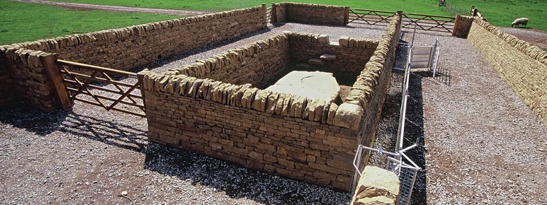 A dry stone wall sheep fold enclosure