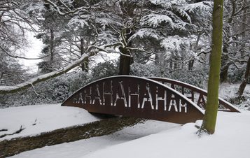 Brian Fell Ha Ha Bridge 2006 in the snow at Yorkshire Sculpture Park