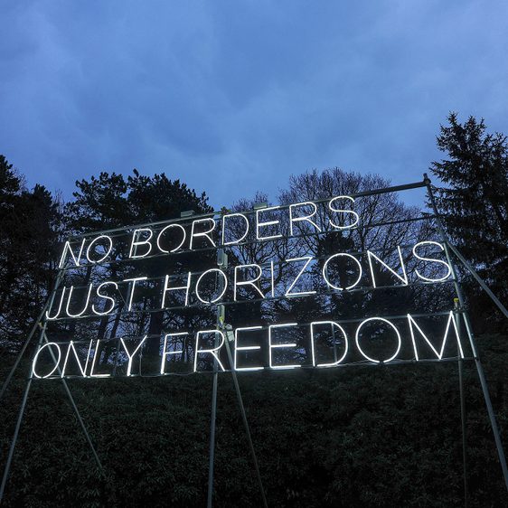 Hilary Jack No Borders 2018 lit up at Yorkshire Sculpture Park
