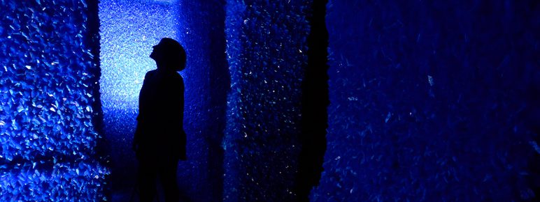 Visitor inside Roger Hiorns Seizure, 2008, Courtesy Arts Council Collection at Yorkshire Sculpture Park