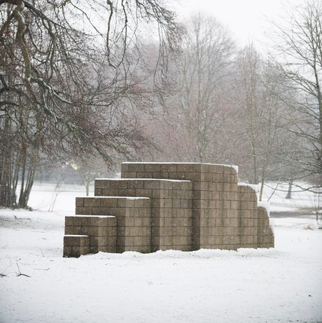 Sol Lewitt 123454321, 1993, in the snow at Yorkshire Sculpture Park