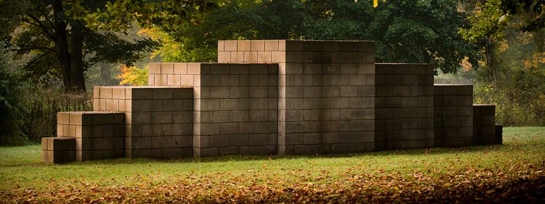 Sol Lewitt 123454321, 1993, in the snow at Yorkshire Sculpture Park