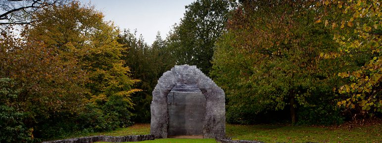 A translucent igloo-like sculpture
