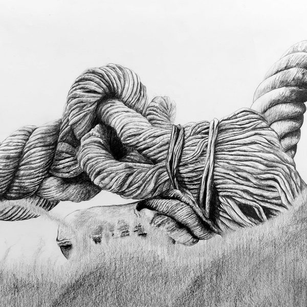 A child's pencil drawing of a rope