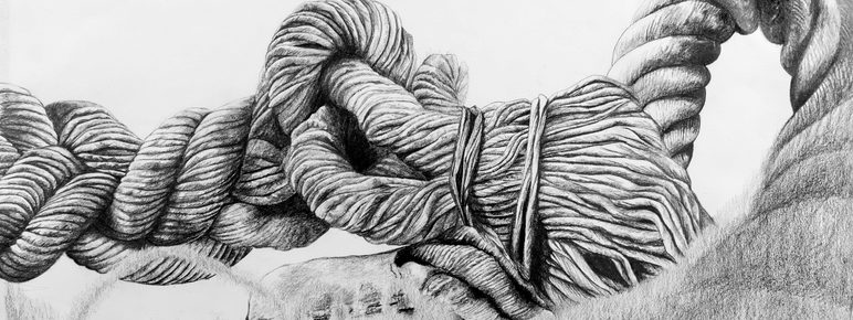 A child's pencil drawing of a rope