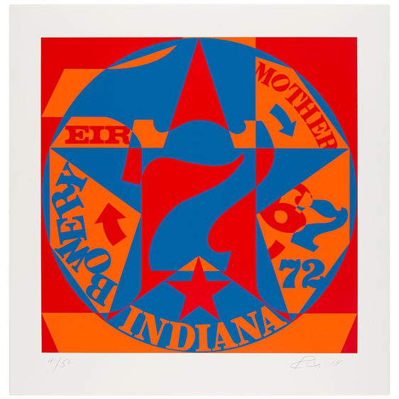 Multicoloured painting with number 7 in the centre