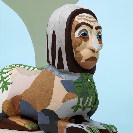 Sphynx sculpture made of felt